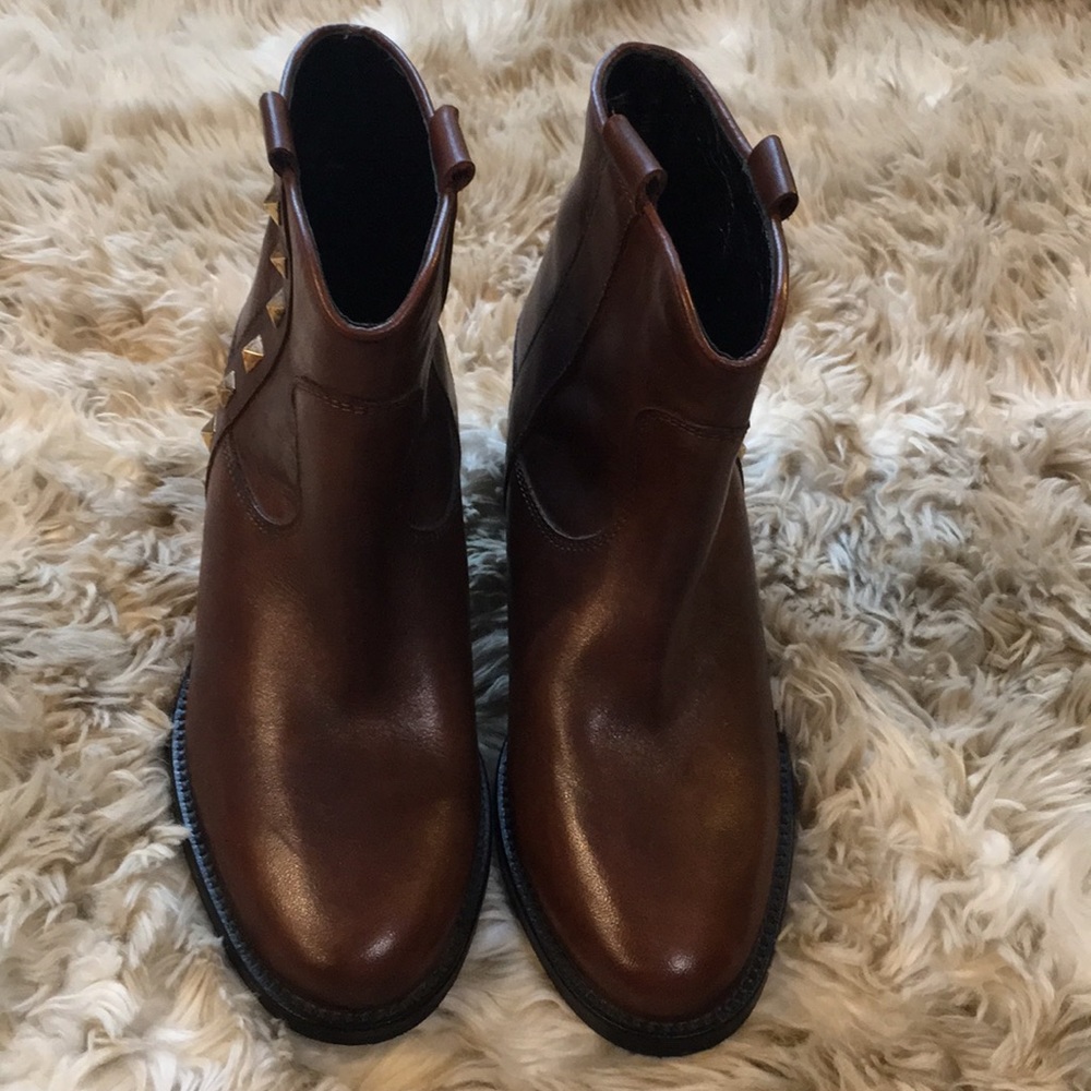Italian ankle boot LINEA AZZURRA BROWN LEATHER BOOTS SIZE 5 or 35
